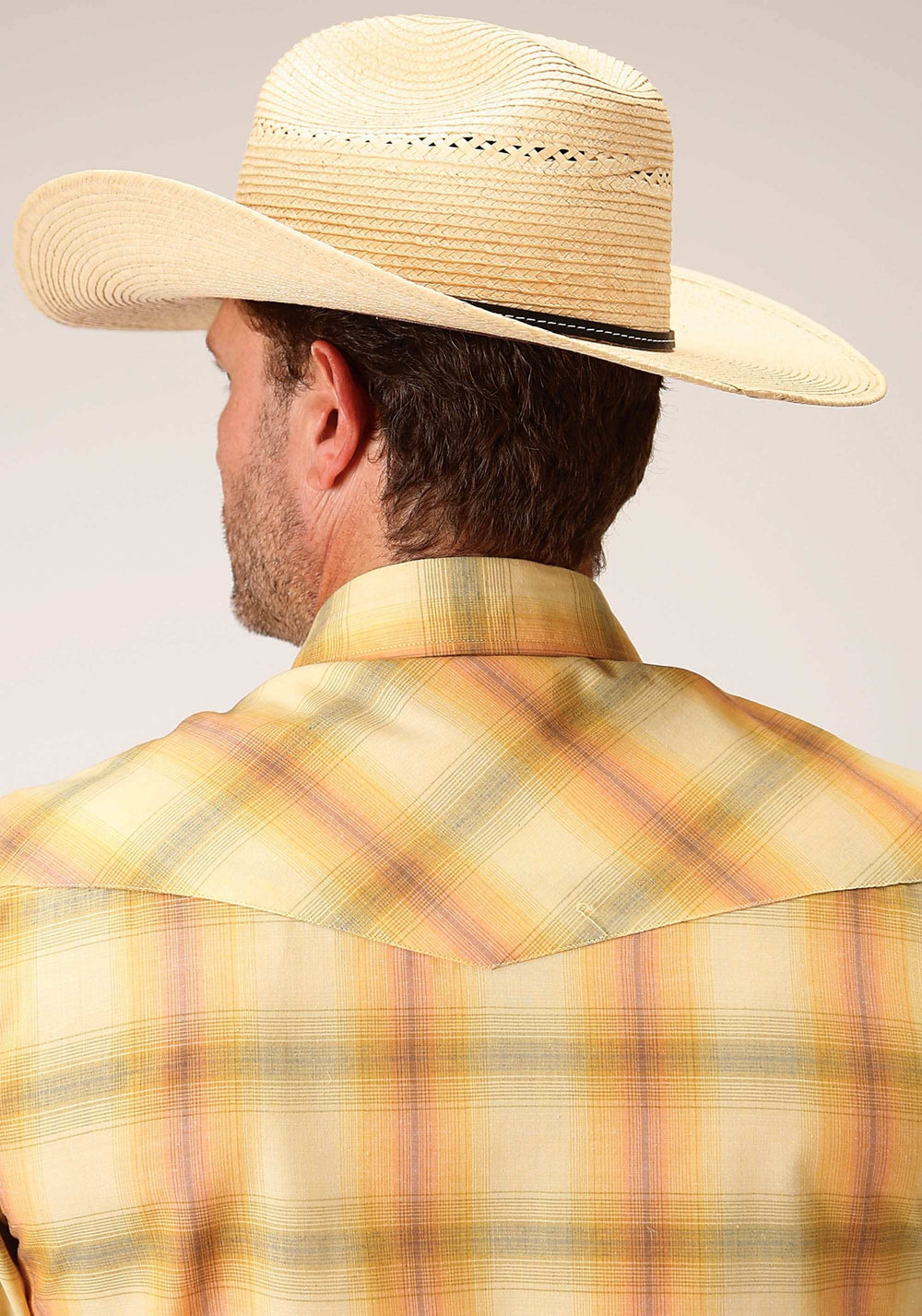 Roper Mens Short Sleeve Snap Yellow And Tangerine Plaid Western Shirt Tall Fit - Roper - Flyclothing LLC
