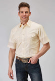 Roper Mens Short Sleeve Snap Cream Tonal Stripe Western Shirt Tall Fit - Roper - Flyclothing LLC