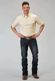 Roper Mens Short Sleeve Snap Cream Tonal Stripe Western Shirt Tall Fit - Roper - Flyclothing LLC