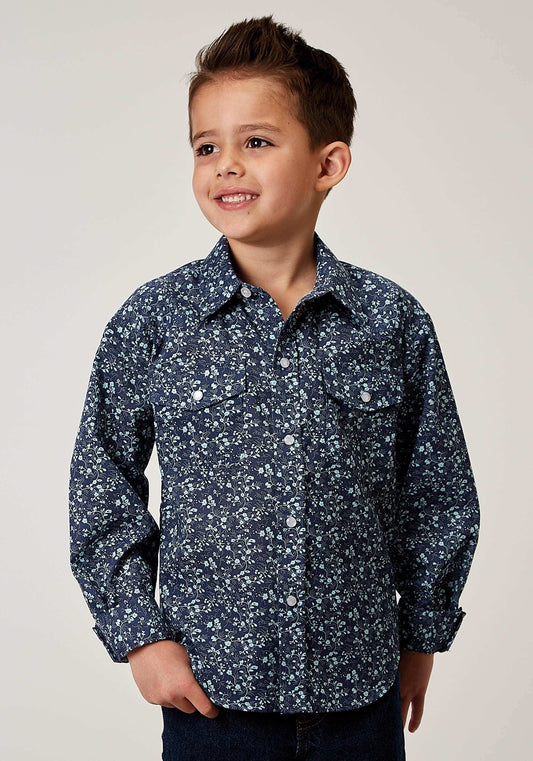 Roper Boys Long Sleeve Snap Ditsy Floral Print Western Shirt - Roper - Flyclothing LLC