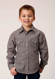 Roper Boys Long Sleeve Snap Wine Taupe Retro Print Western Shirt - Roper - Flyclothing LLC