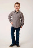 Roper Boys Long Sleeve Snap Wine Taupe Retro Print Western Shirt - Roper - Flyclothing LLC