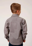 Roper Boys Long Sleeve Snap Wine Taupe Retro Print Western Shirt - Roper - Flyclothing LLC