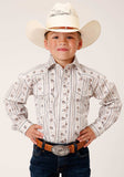 Roper Boys Long Sleeve Snap Brown And Blue Wallpaper Stripe Western Shirt - Roper - Flyclothing LLC