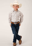 Roper Boys Long Sleeve Snap Brown And Blue Wallpaper Stripe Western Shirt - Roper - Flyclothing LLC