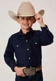 Roper Boys Long Sleeve Snap Solid Broadcloth Deep Navy Western Shirt - Roper - Flyclothing LLC
