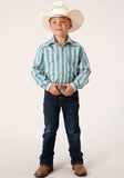 Roper Boys Long Sleeve Snap Aqua And Cream Ombre Stripe Western Shirt - Roper - Flyclothing LLC