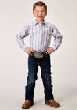 Roper Boys Long Sleeve Snap Blue Stripe Western Shirt - Roper - Flyclothing LLC