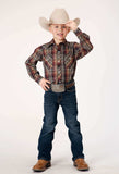 Roper Boys Long Sleeve Snap Multi Brown Black Green Plaid Western Shirt - Roper - Flyclothing LLC