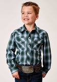 Roper Boys Long Sleeve Snap Ocean Plaid Western Shirt - Roper - Flyclothing LLC