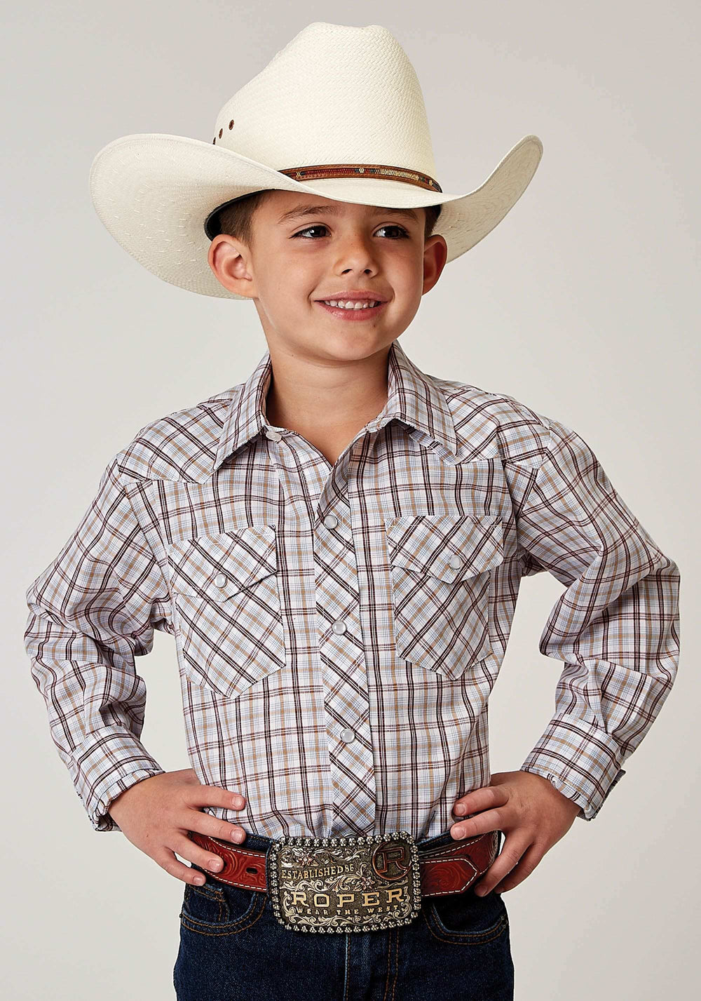 Roper Boys Long Sleeve Snap Vintage Plaid Western Shirt - Roper - Flyclothing LLC