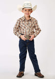 Roper Boys Long Sleeve Snap Brown Plaid Western Shirt - Roper - Flyclothing LLC