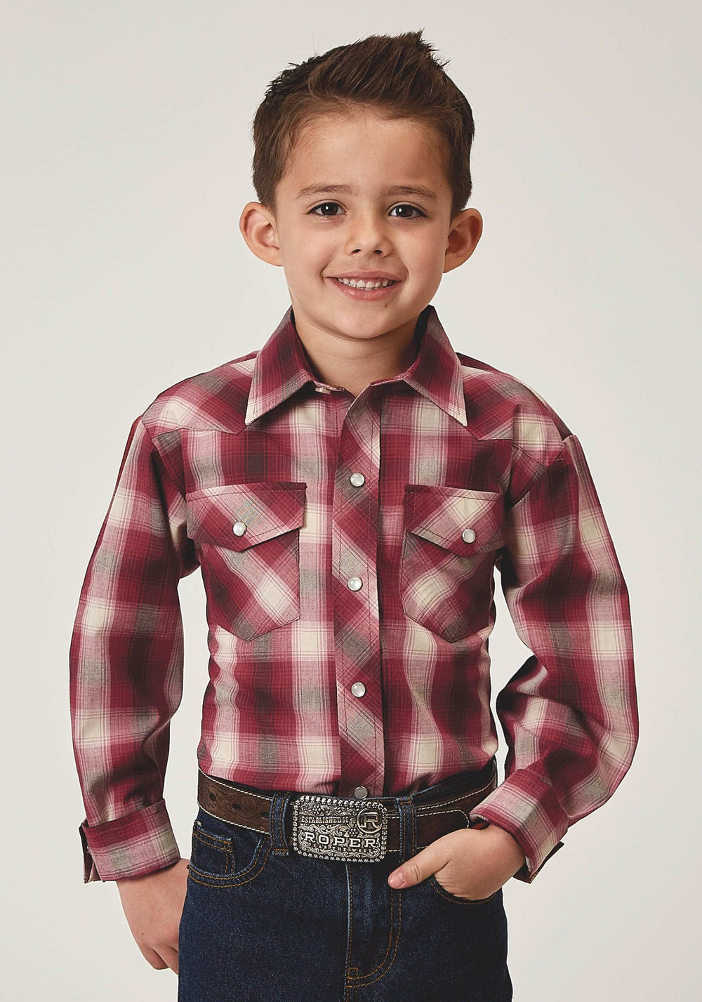 Roper Boys Long Sleeve Snap Red Plaid Western Shirt - Roper - Flyclothing LLC