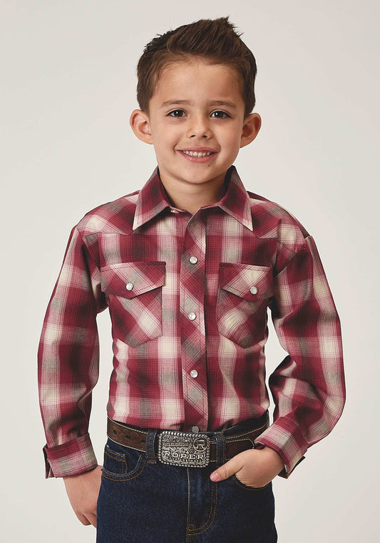 Roper Boys Long Sleeve Snap Red Plaid Western Shirt - Roper - Flyclothing LLC
