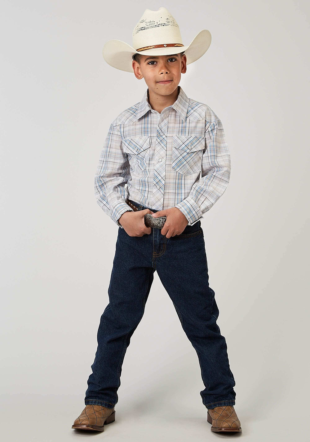Roper Boys Long Sleeve Snap Multi Plaid Western Shirt - Roper - Flyclothing LLC
