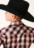 Roper Boys Long Sleeve Snap Wine Black Cream Plaid Western Shirt - Roper - Flyclothing LLC