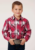 Roper Boys Long Sleeve Snap Red Black And White Plaid Western Shirt - Roper - Flyclothing LLC