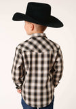 Roper Boys Long Sleeve Snap Black Cream And Olive Plaid Western Shirt - Roper - Flyclothing LLC