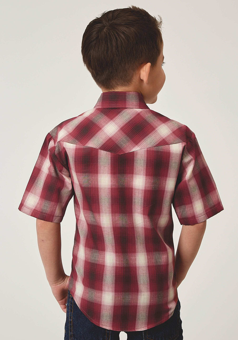 Roper Boys Short Sleeve Snap Red Plaid Western Shirt - Roper - Flyclothing LLC