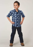 Roper Boys Short Sleeve Snap Midnight Plaid Western Shirt - Roper - Flyclothing LLC