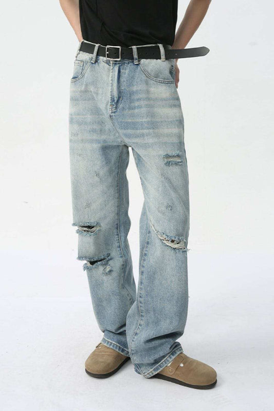 Distressed Wide Leg Jeans - Trendsi - Flyclothing LLC