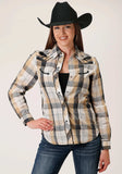 Roper Womens Long Sleeve Snap Black Khaki And White Plaid Western Shirt - Roper - Flyclothing LLC