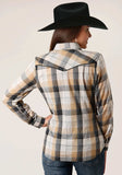 Roper Womens Long Sleeve Snap Black Khaki And White Plaid Western Shirt - Roper - Flyclothing LLC