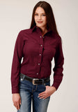Roper Womens Long Sleeve Snap Solid Broadcloth Wine Western Shirt - Roper - Flyclothing LLC