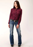 Roper Womens Long Sleeve Snap Solid Broadcloth Wine Western Shirt - Roper - Flyclothing LLC