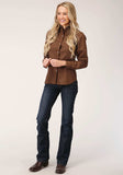 Roper Womens Long Sleeve Snap Solid Warm Browm Broadcloth Western Shirt - Roper - Flyclothing LLC