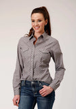 Roper Womens Long Sleeve Snap Wine Taupe Retro Print Western Shirt - Roper - Flyclothing LLC