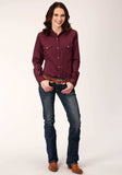 Roper Womens Long Sleeve Snap Solid Broadcloth Wine Western Shirt - Roper - Flyclothing LLC