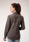Roper Womens Long Sleeve Snap Chocolate Stripe Western Shirt - Roper - Flyclothing LLC