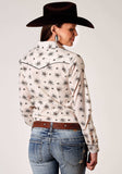 Roper Womens Long Sleeve Snap Vintage Floral Western Shirt With Solid Piping On Front And Back Yokes Smile Pockets - Roper - Flyclothing LLC
