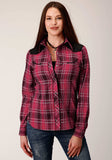 Roper Womens Long Sleeve Snap Bright Red Plaid Western Shirt - Roper - Flyclothing LLC