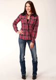 Roper Womens Long Sleeve Snap Bright Red Plaid Western Shirt - Roper - Flyclothing LLC