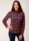 Roper Womens Long Sleeve Snap Wine And Peri Windowpane Western Shirt - Roper - Flyclothing LLC