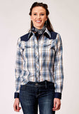 Roper Womens Long Sleeve Snap Madris Plaid Plaid Western Shirt With Piping Solid Yokes Smile Pockets - Roper - Flyclothing LLC