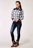 Roper Womens Long Sleeve Snap Madris Plaid Plaid Western Shirt With Piping Solid Yokes Smile Pockets - Roper - Flyclothing LLC