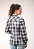 Roper Womens Long Sleeve Snap Black Aqua Grey Plaid Western Shirt - Roper - Flyclothing LLC