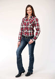 Roper Womens Long Sleeve Snap Red Black Grey Plaid Western Shirt - Roper - Flyclothing LLC