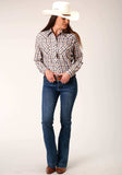 Roper Womens Long Sleeve Snap Navy Gold Rust Windowpaind Plaid Western Shirt - Roper - Flyclothing LLC