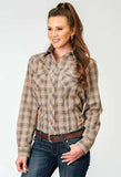 Roper Womens Long Sleeve Snap Brown Plaid Western Shirt - Roper - Flyclothing LLC