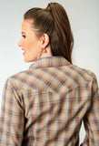 Roper Womens Long Sleeve Snap Brown Plaid Western Shirt - Roper - Flyclothing LLC