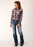 Roper Womens Long Sleeve Snap Red Black White Plaid Western Shirt - Roper - Flyclothing LLC