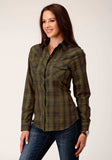 Roper Womens Long Sleeve Snap Black Gold Plaid Western Shirt - Roper - Flyclothing LLC