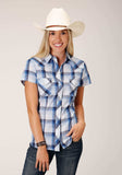 Roper Womens Short Sleeve Snap Mulit Blue White Plaid Western Shirt - Roper - Flyclothing LLC