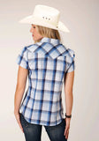 Roper Womens Short Sleeve Snap Mulit Blue White Plaid Western Shirt - Roper - Flyclothing LLC