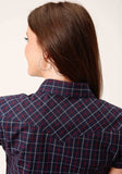 Roper Womens Short Sleeve Snap Navy Red White Windowpane Plaid Western Shirt - Roper - Flyclothing LLC
