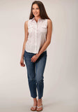 Roper Womens Sleeveless Snap White And Red Floral Print Western Shirt - Roper - Flyclothing LLC
